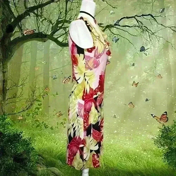 Y2K 90s Fairy MIDI Dress Green/Pink By Geri C. - Picture 8 of 11